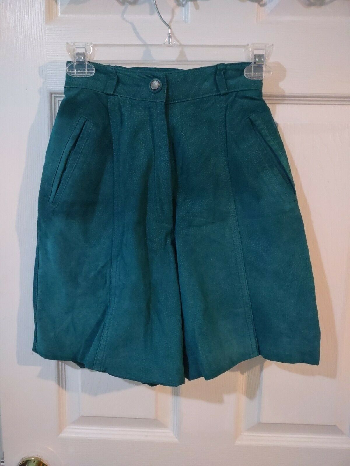 Vintage 80s 90s Green High Waist Suede Shorts