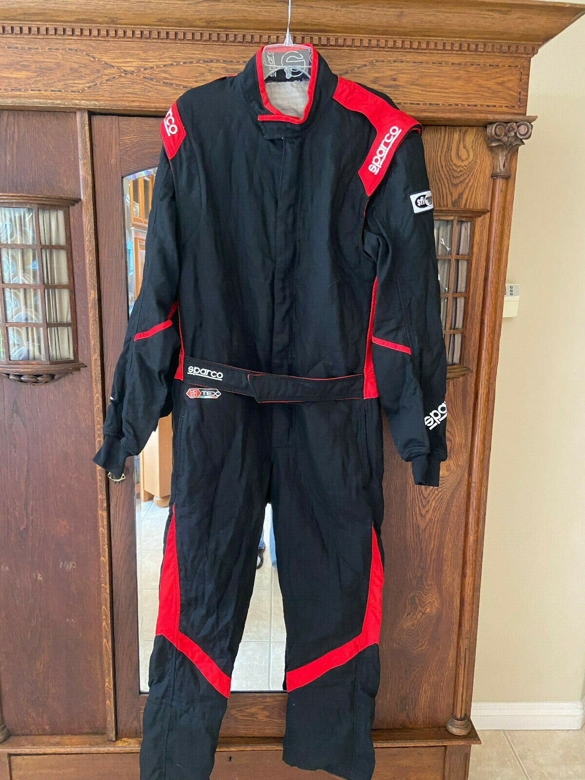 Sparco Victory Rs-7 Nomex Racing Suit Boot Cut Size 56 Black With Red Fia-sfi