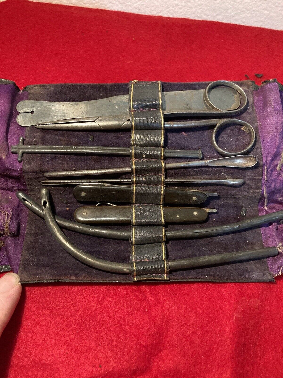 Antique Pocket Surgery Kit With Instruments 1800’s Civil War M Wocher