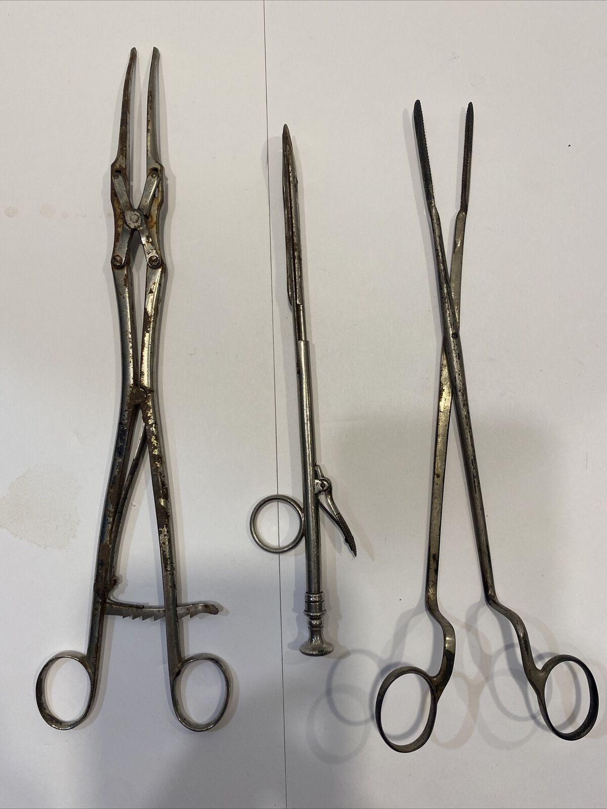 Lot 3 Antique Tiemann Surgical Medical Instruments Spreader Bladed Bullet Puller