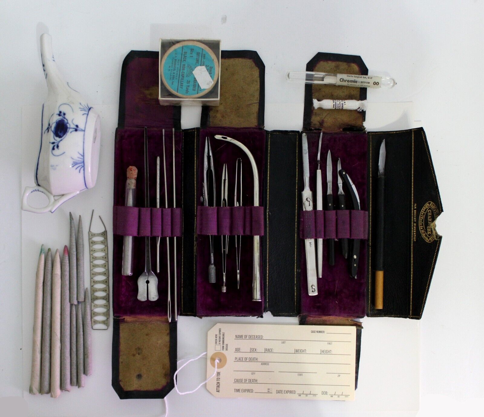 Vintage Charriere Surgical Set W/ Invalid Feeder Cup, Sutures And More!!! Lqqk!!