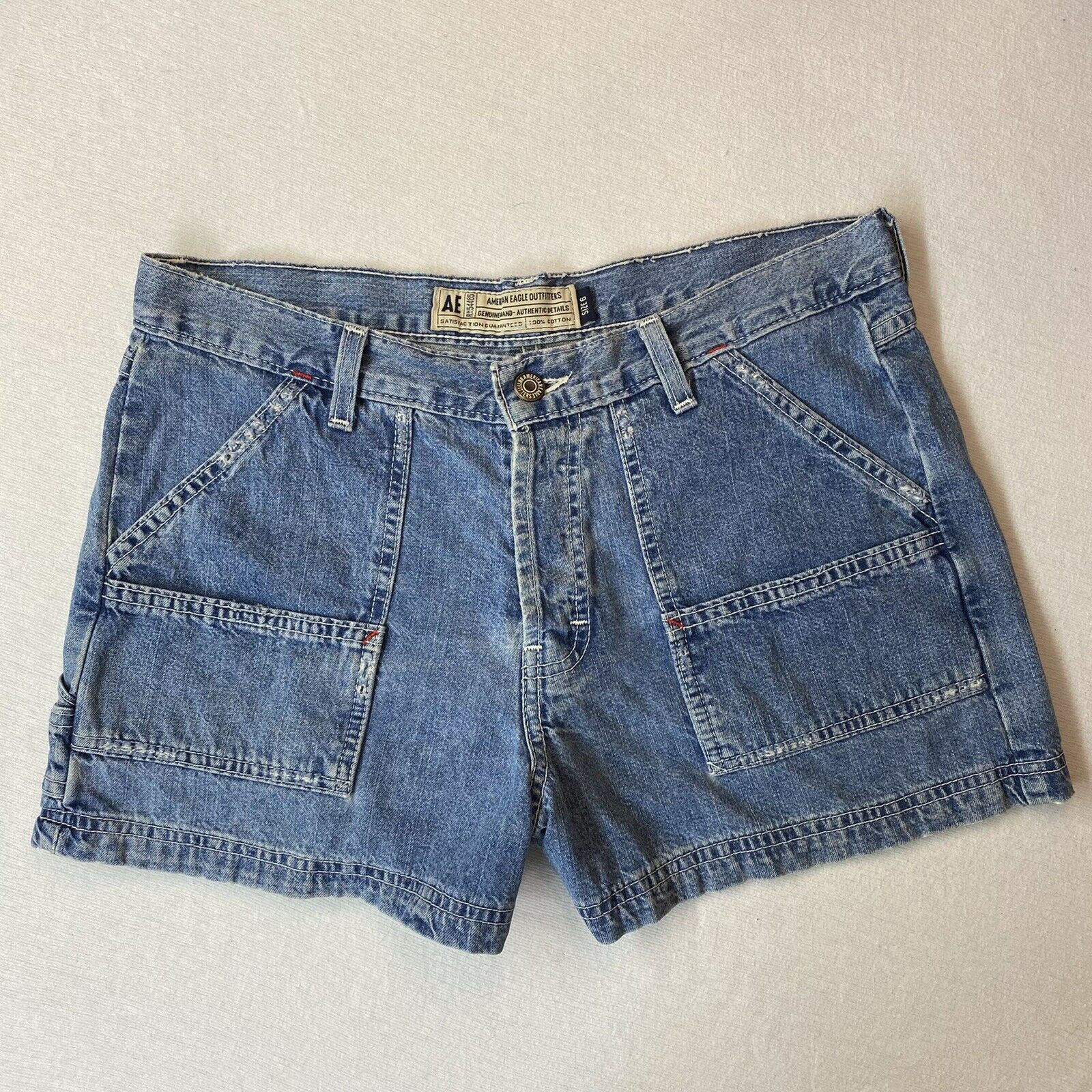 Vintage Y2k High Waisted Carpenter Painter Style Shorts Button Fly Size 6 Grunge