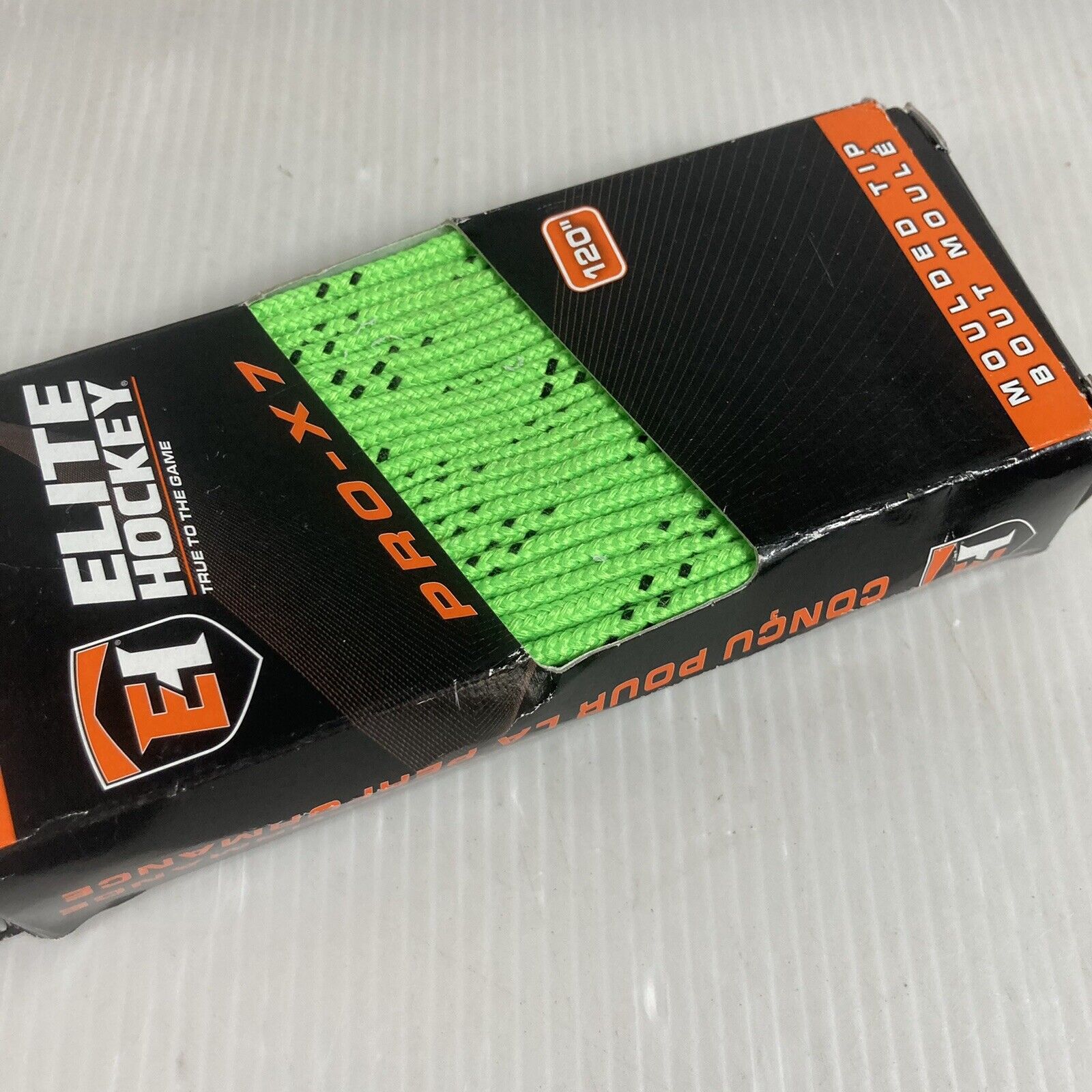 Elite Pro X7 Molded Tip Wide Hockey Laces - Lime Green Black (new) 120”