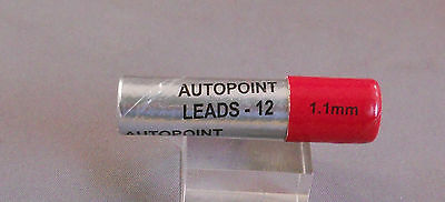 Autopoint Lead 1.1 Mm Short Leads 1-3/8" Red--fits Many Vintage Pencils
